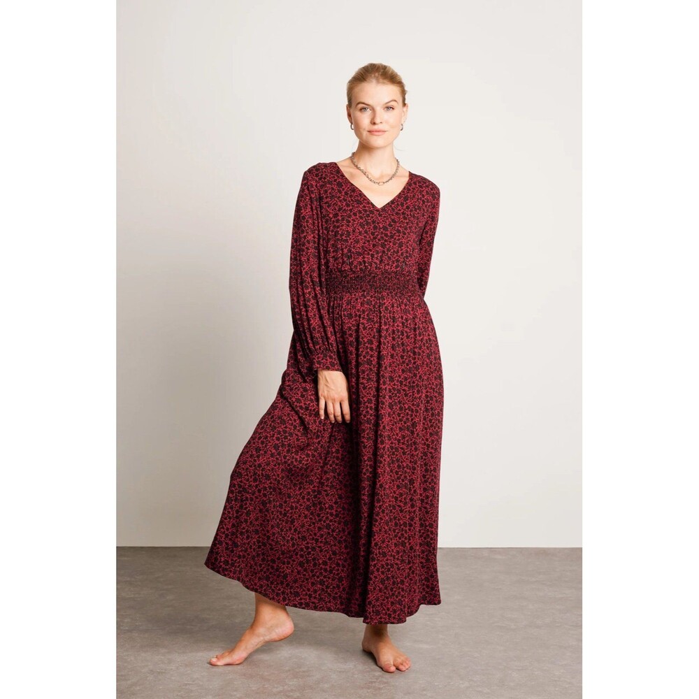 NWT Nom Maternity Leila Dress Size Large Burgundy Floral